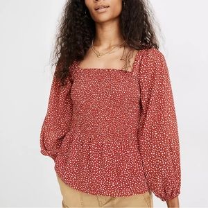 NWOT Georgette Lucie Smocked Peplum Top in Batik Vine